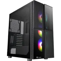 Thermaltake CA-1W1-00M1WN-01 Midi-tower PC-behuizing Zwart 3 voorgeïnstalleerde LED-ventilators, LCS-compatibel, Zijvenster, Geschikt voor DIY-waterkoeling,