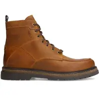 Manfield Cognac leren veterboots | Maat 41