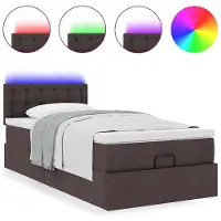 vidaXL Ottoman bed met matras en LED's 100x200 cm stof donkerbruin
