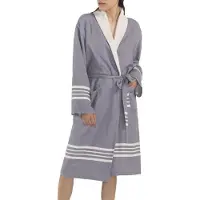 Lalay Gevoerde Hamam Badjas Krem Sultan Dark Grey - L - Hotelkwaliteit - Sjaalkraag - Luxe badjas - Badstof - Sauna Badjas - Ochtendjas - Badmantel