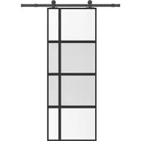vidaXL Schuifdeur met beslag 76x205 cm gehard glas en aluminium