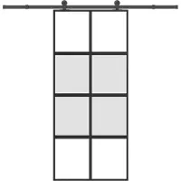 vidaXL - Schuifdeur - met - beslag - 90x205 - cm - gehard - glas - en - aluminium