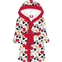 Disney Mickey Mouse badjas wit/rood coral fleece maat 110/116