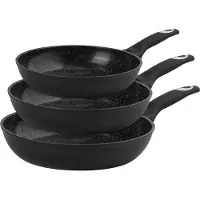 Maison & Kitchen MK - Koekenpan Inductie Koekenpannenset - 3 delig - Ø 20, 24 & 28 cm - Braadpan - Zwart