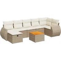 vidaXL 8-delige Loungeset met kussens poly rattan beige