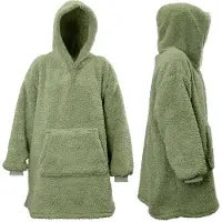 Unique living hoodie teddy tea green -70x57x87cm