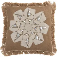 J-Line Kussen bloem abstract jute naturel beige