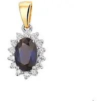 Trendjuwelier huiscollectie Hanger Bicolor Goud Saffier En Diamant 0.10ct H SI