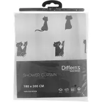 Differnz Douchegordijn Cats Polyester 180x200 cm Zwart