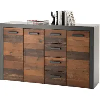 Emob Commode Tarma 3 deuren 4 lades - antraciet/oud hout