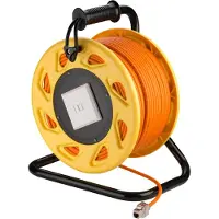 Goobay 58934 Mobiel RJ45 netwerkkabel, 50 meter - hoogwaardig, afgeschermd, halogeenvrij CAT 7A S/FTP (1200MHz) installatiekabel op een stevige kabelhaspel