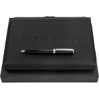 HUGO BOSS Schrijfmappen Label Writing Set Black Zwart