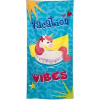 Puckator Strandlaken/Handdoek Eenhoorn/Unicorn - Vacation Vibes - Microvezel - 180x85