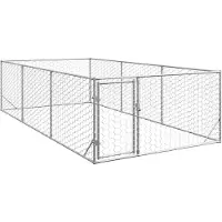 vidaXL Buitenren voor honden met deur, 2x4x1 meter, verzinkt staal