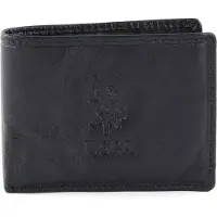 U.S. POLO ASSN. Leren Portemonnee Horizontal Wallet with Coin and Flap Blue Blauw