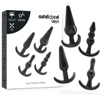 Addicted toys - Buttplug - Set van 4 stuks - Zwart | Sex Toy Set | Sex Toy for Woman | Sex Toy for Man | Anal Plug Set | Sex Toy for Couples