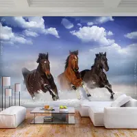 Karo-art Fotobehang -Paarden in de sneeuw