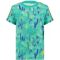 4PRESIDENT T-shirt met all over print turquoise Blauw Jongens Stretchkatoen Ronde hals - maat 98