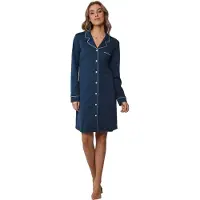 Pastunette Klassiek doorknoopnachthemd - Blauw - Maat - 38