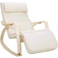 Mazazu MIRA Home - Lounge stoel - Stoel - Comfortabel - Basic - Hout - Stof - Beige - 67x115x91cm