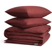 Yumeko Dekbedovertrek set Seersucker Katoen 200x220 Rood - Eco, Bio & Fairtrade