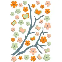 Crearreda muursticker Japanese 3D groen/oranje 35 delig