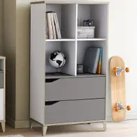 CBA Boekenkast Gerry-lichtgrijs/mat wit/Kronberg eik