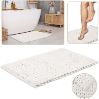 Sarcia.eu Wit Gevlochten Badkamermat/Badkamerkleed 50x80 cm - absorberend Pluche Microvezel, hoog gramgewicht