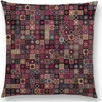 Cusco Mandala kussenhoes Purple Diamond – DUBBELZIJDIG BEDRUKT – stevig grof linnen design - 45 x 45 cm - 6 kleuren