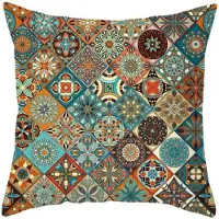 Cusco Mandala kussenhoes vierkantjes - DUBBELZIJDIG BEDRUKT – Soft Touch – 45x45 cm