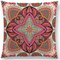 Cusco Mandala kussenhoes Orange Flower – DUBBELZIJDIG BEDRUKT - Soft Touch – 45x45 cm
