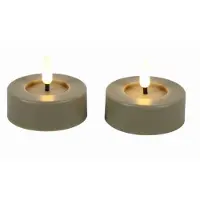 Countryfield LED theelicht rustiek beige set van 2 - warm wit licht.