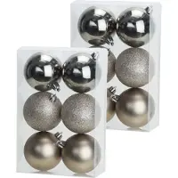 COSY&TRENDY Cosy & Trendy Kerstballen - 12x st - champagne - 8 cm - kunststof - kerstversiering - kerstboomversiering