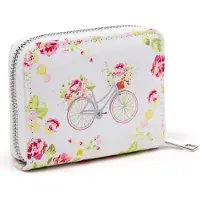 Puckator Portemonnee - Botanical Roze Fiets - Julie Dodsworth - Rondrits - 8.5x11.5x2.5cm