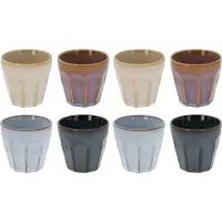 Excellent houseware Keine luxe gekleurde porseleinen koffiekopjes - set 12x stuks - 90 ml - Espresso bekers