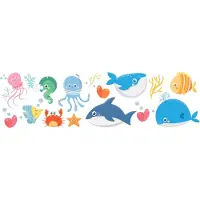 Crearreda Muursticker Sea Animals Junior Vinyl 16 Stuks
