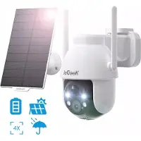 IeGeek Beveiligingscamera Draadloze Buiten, 360° PTZ Buitencamera, 2K Zonne-Beveiligingscamera's voor Thuis, Spotlight en Sirene/2.4G WiFi/3MP Kleurennachtzicht/2-Weg Praten/PIR-Detectie