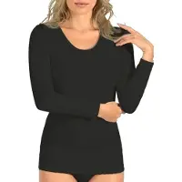 Entex Dames wollen thermo shirt met lange mouw Zwart - Wol - maat M