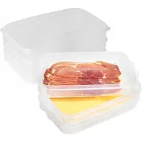 Hega hogar Vleeswaren bewaarbakjes - 9x - transparant - 26 x 16 x 10 cm - 3 lagen - broodbeleg vershouddoos