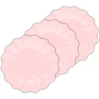 Givi Italia Feestbordjes - schulprand - 24x - baby roze - rond - papier/karton - 27cm - duurzaam - wegwerpbordjes - babyshower- kinderfeestje