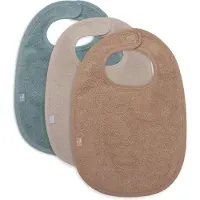 Jollein - Baby Slab Badstof - Katoen - Met Klittenband - Slabbetjes - 3 Stuks - Sea Green/Nougat/Biscuit