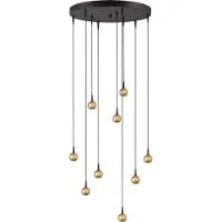 Masterlight 9-lichts hanglamp Talana zwart met goud Ø 50cm DTW