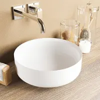 Mondiaz Coss Waskom - 36x36x13cm - rond - opbouw - Solid surface - Talc M49900TalcTalc