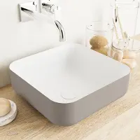 Mondiaz BINX Waskom solid surface 36cm kleur Smoke / Talc
