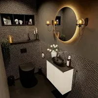 Mondiaz Fowy toiletmeubel 60cm talc met zwarte waskom midden zonder kraangat