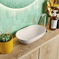 Mondiaz poole solid surface opzetkom kleur linen | linen. Afmeting 30x18x8 cm