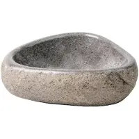 Boss & Wessing Waskom BWS Stone Ovaal 30-35x15x1,5 cm Riviersteen Dunne Rand Grijs