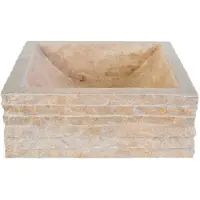 Boss & Wessing Bws waskom stone vierkant 40x40x15 cm natuursteen creme