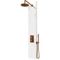 Brauer Edition Douchepaneel Marmerlook Calacatta Gold - Kranen Geborsteld Koper PVD - Messing - Kranen, Douchekranen, Douchesets, Inbouw Douchesets - Kranen, Douchekranen, Douchesets, Inbouw