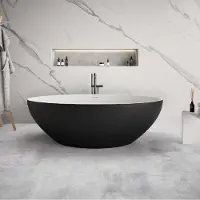 Ideavit Ligbad vrijstaand solidellipse 180x88x55 cm solid surface mat zwart